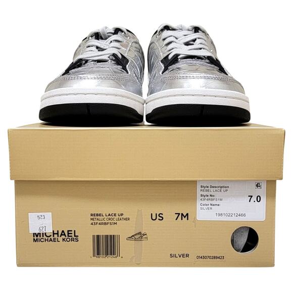 Michael Michael Kors Women Rebel Lace Up Low Top Sneakers Size US 7M Silver - Picture 5 of 5